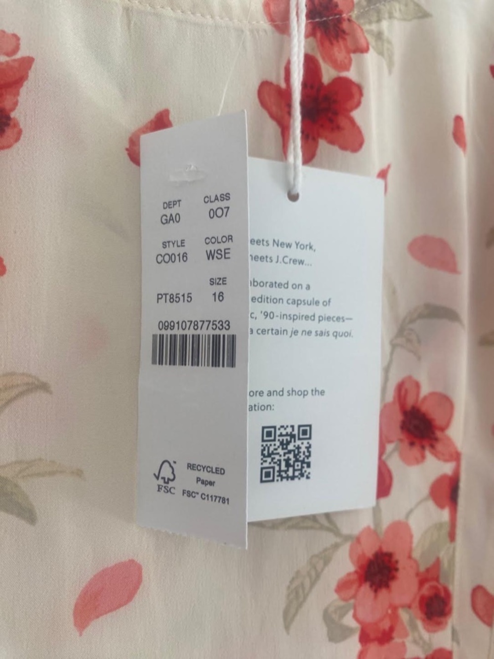 J. Crew x Rouje - White/Red Floral Poet Top - Size 16 - Picture 7 of 16